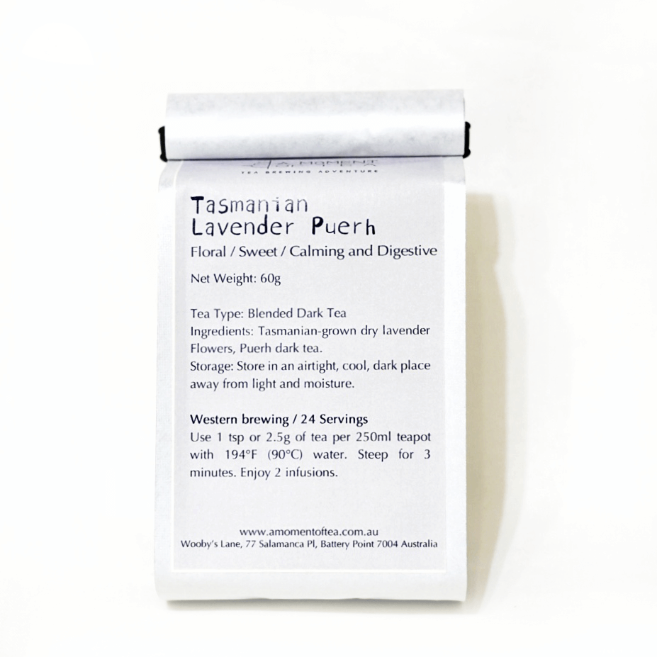 award winning Tasmanian lavender puerh tea Paper Pack
