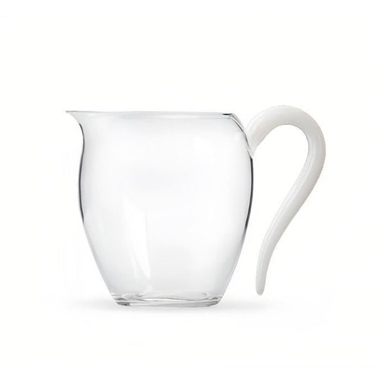 Glass Gongdao Cup with Jade Handle, white handle, on white background