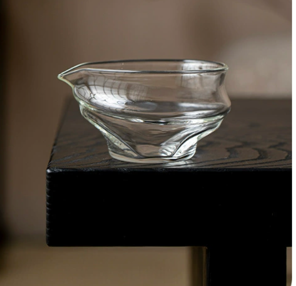 Transparent glass fairness cup