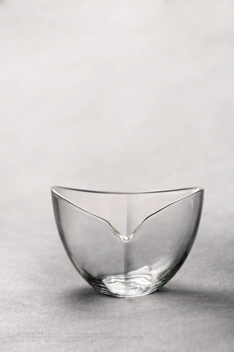 Handmade Glass Matcha Bowl with Pouring Spout/ Boat Shape Gongdao Cup