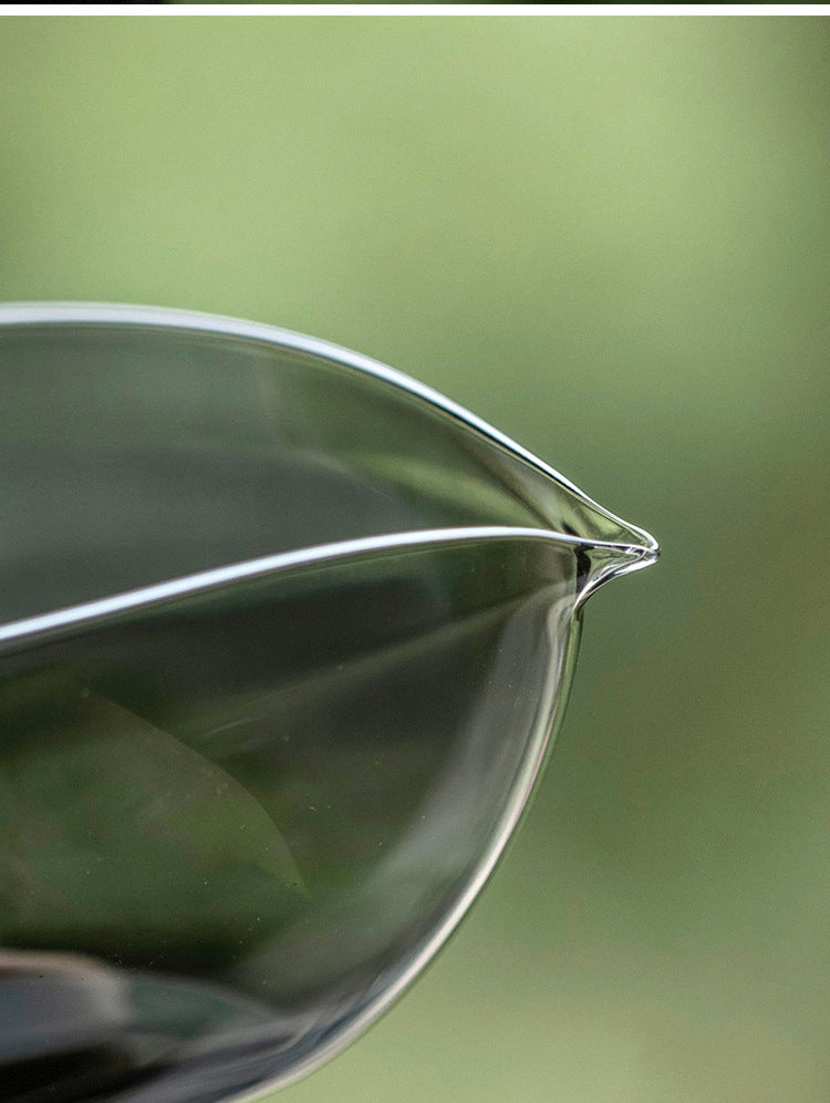 Handmade Glass Matcha Bowl with Pouring Spout/ Boat Shape Gongdao Cup