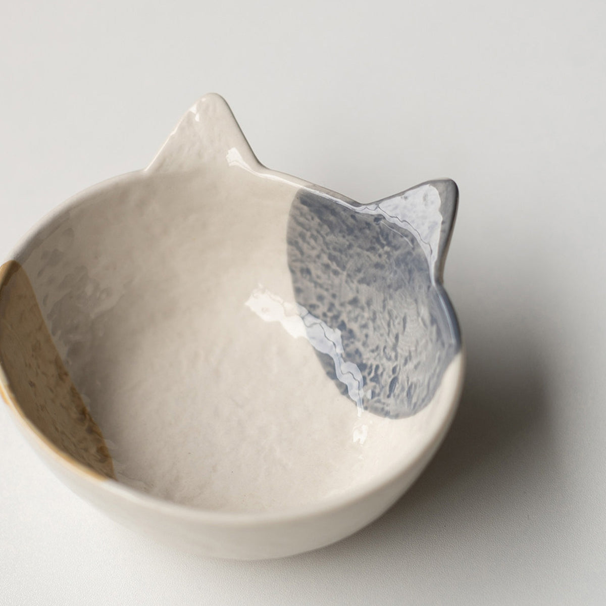 Cream cat ceramic cat-head bowl in calico, 120 ml