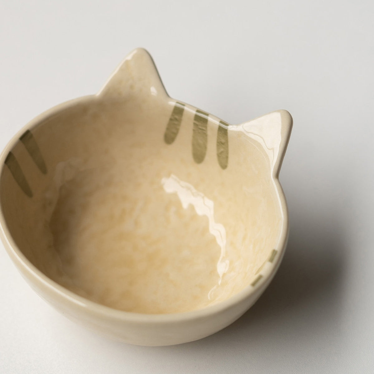 Cream cat ceramic cat-head bowl in ginger, 120 ml