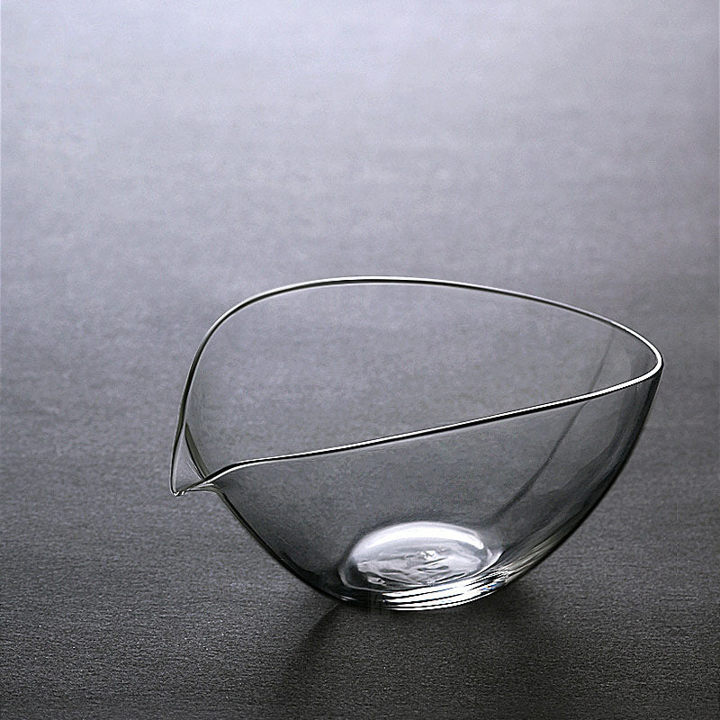 Handmade Glass Matcha Bowl with Pouring Spout/ Boat Shape Gongdao Cup