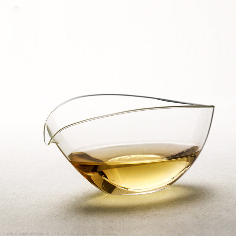 Handmade Glass Matcha Bowl with Pouring Spout/ Boat Shape Gongdao Cup