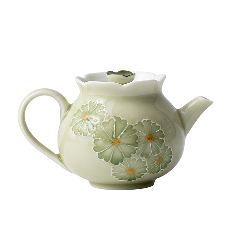 Chrysanthemum hand-painted porcelain teapot 150ml on a white background