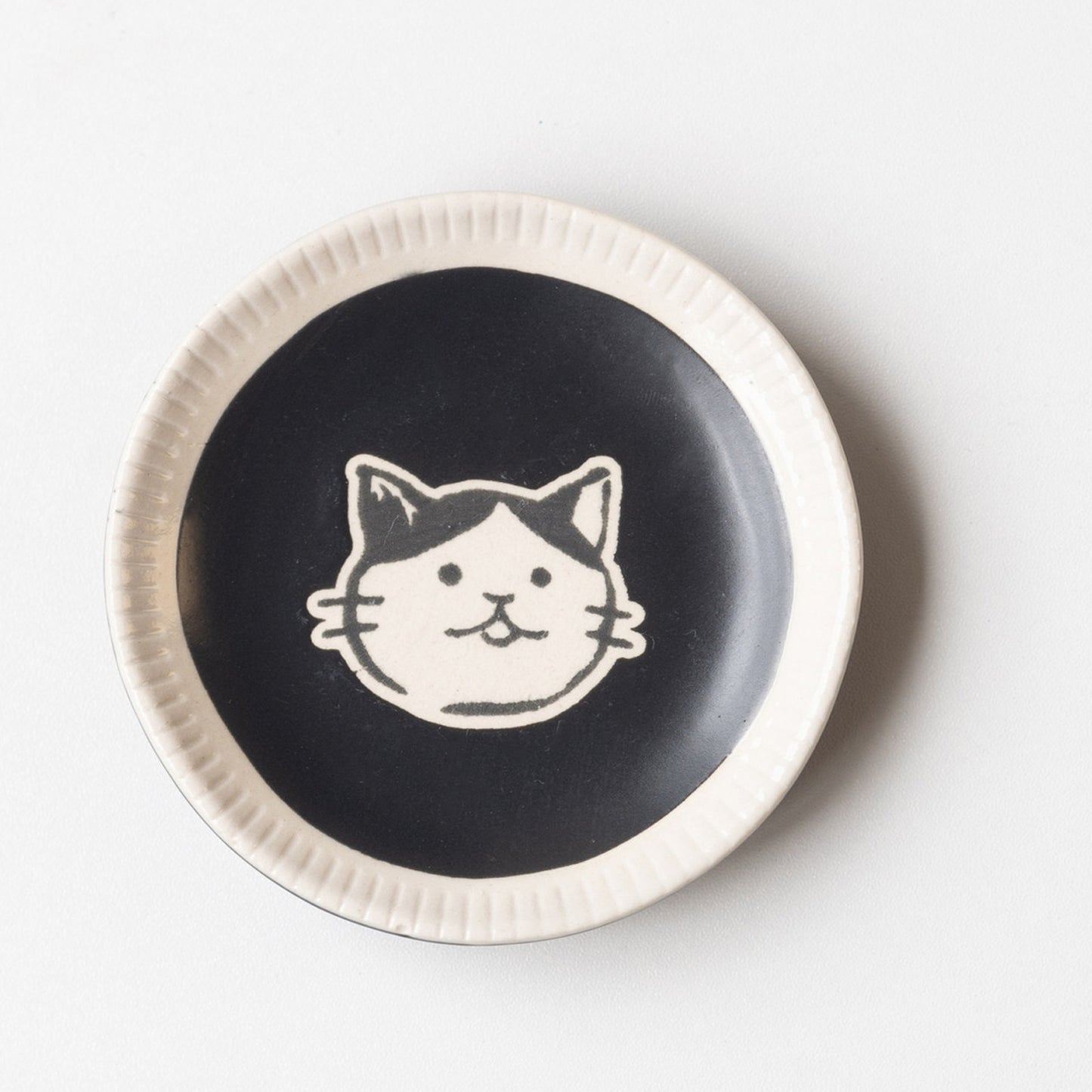 Black cat mini saucer, 8.2 cm, cat face motif