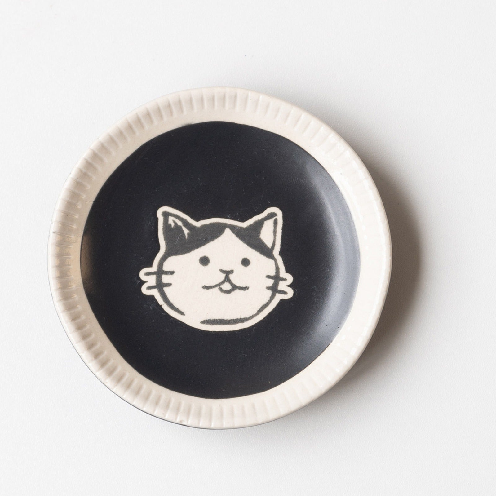 Black cat mini saucer, 8.2 cm, cat face motif