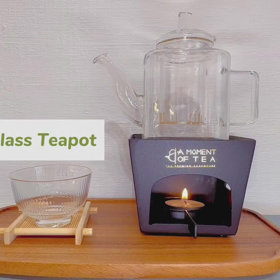 Square glass teapot with infuser - 300ml teapot for one
