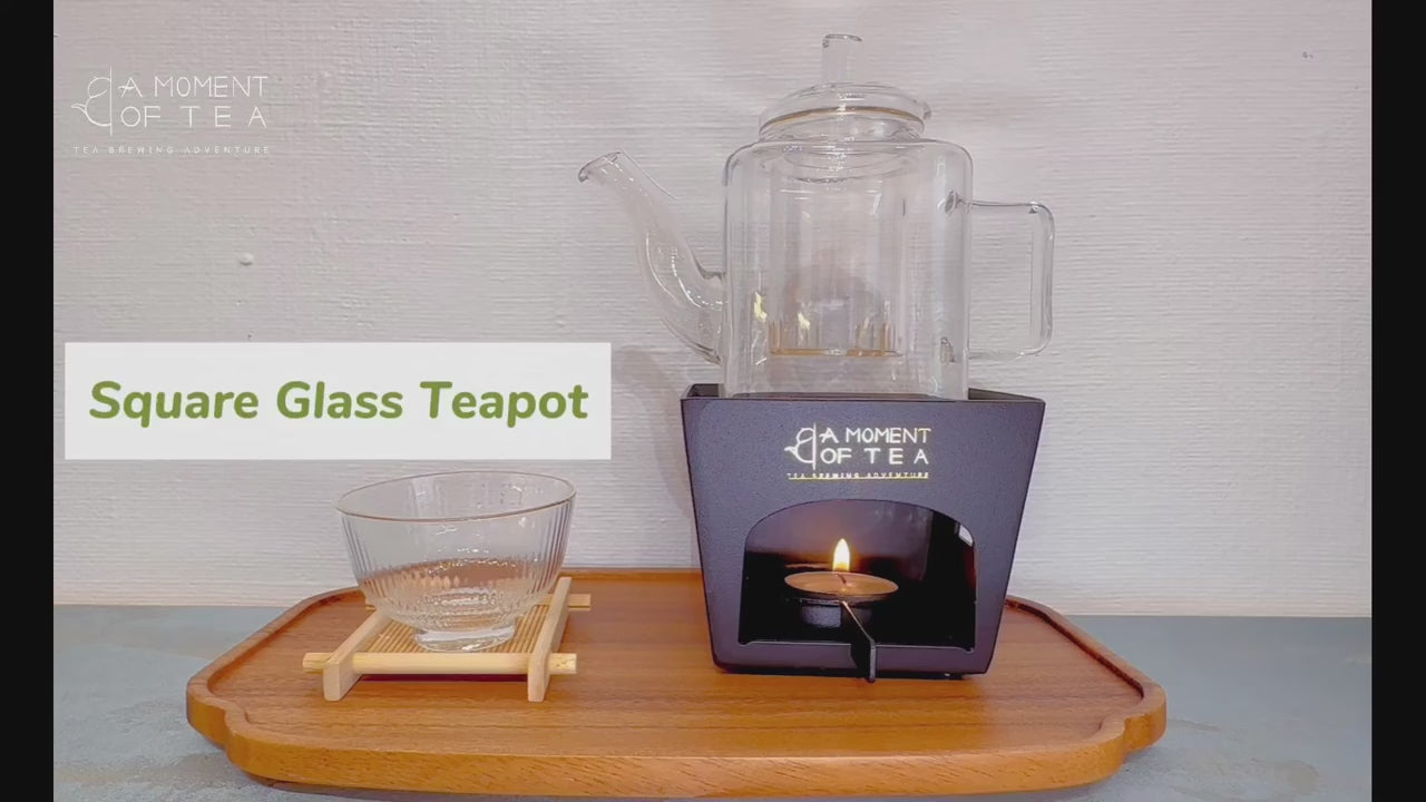 Square glass teapot with infuser - 300ml teapot for one
